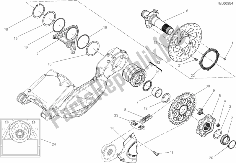 Todas as partes de Cubo, Roda Traseira do Ducati Diavel Diesel 1200 2017
